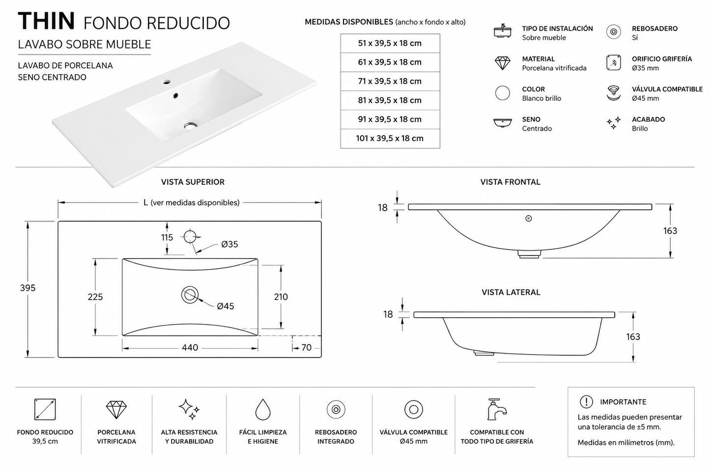 "OFERTA" Pack VOLUM + Espejo LED Megan