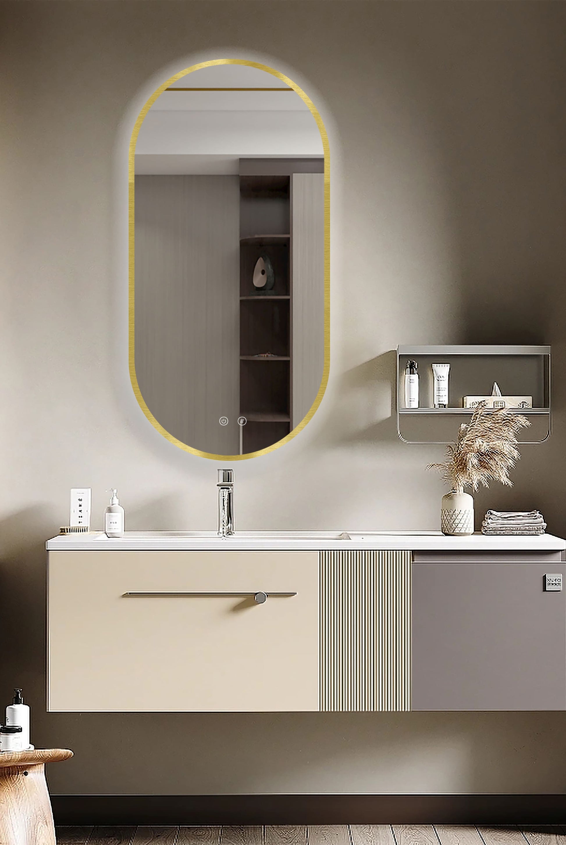 LED-Spiegel Selene Gold & Schwarz